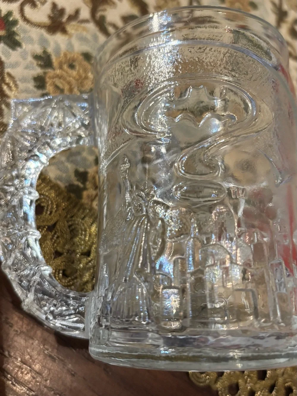 1995 McDonald’s Batman Forever Embossed Glass Mug Batman DC Comics Collectible C